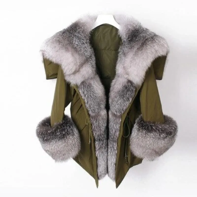 Women's Winter Long Hooded Thick Parka With Fox Fur