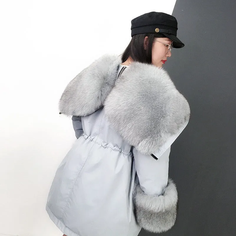 Women's Winter Long Hooded Thick Parka With Fox Fur