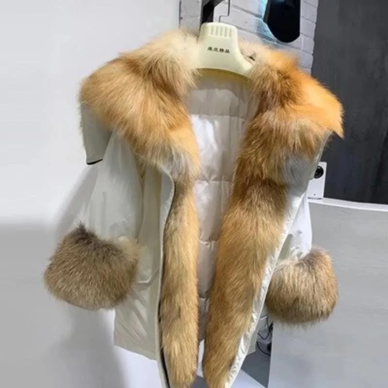 Women's Winter Long Hooded Thick Parka With Fox Fur