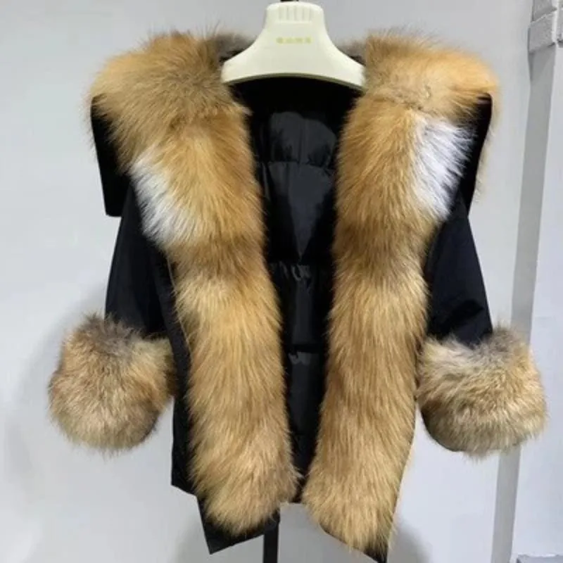 Women's Winter Long Hooded Thick Parka With Fox Fur
