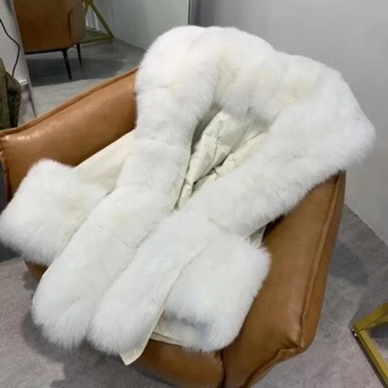 Women's Winter Long Hooded Thick Parka With Fox Fur