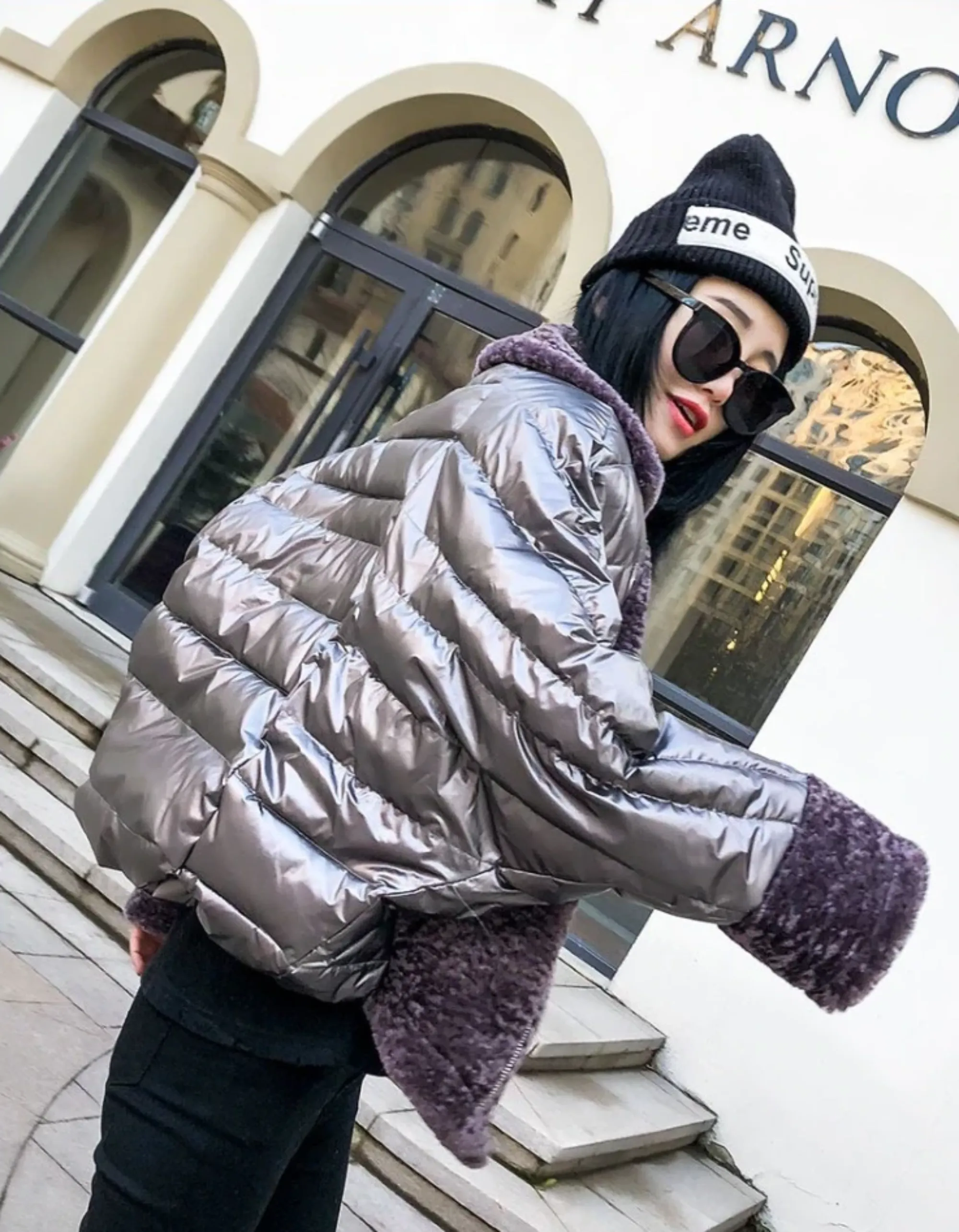Women's Winter Loose Patchwork Padded Parka With Pockets