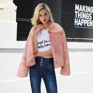 Women's Winter Pocket Faux Fur Coat