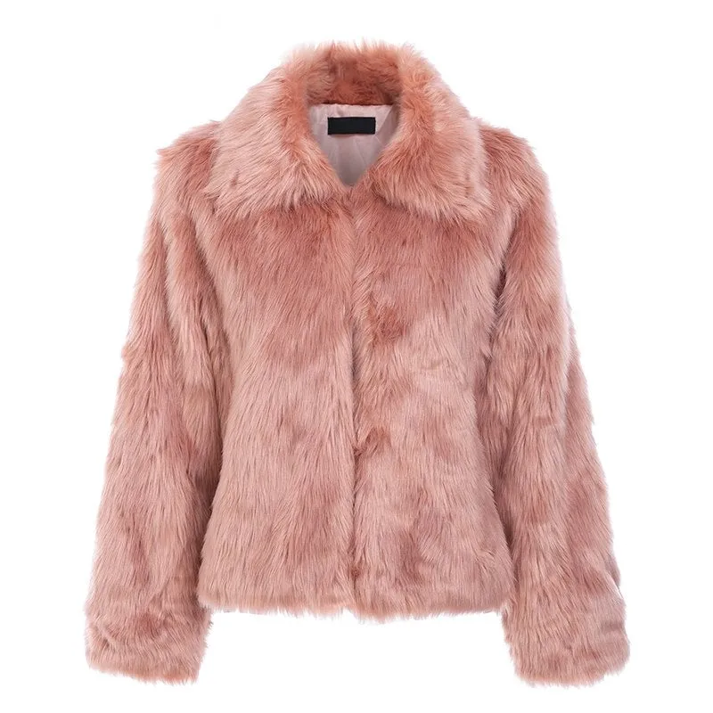 Women's Winter Pocket Faux Fur Coat