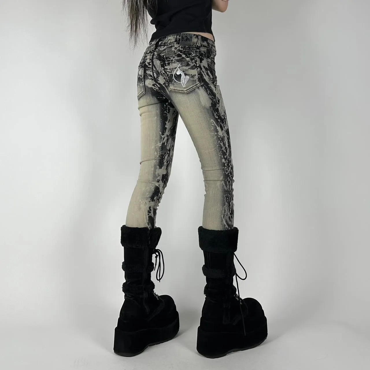 Y2K Baby Phat Concrete Wash Jeans (XXS)