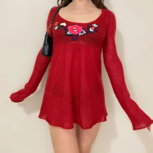 Y2K Babydoll Mini Sweater Dress