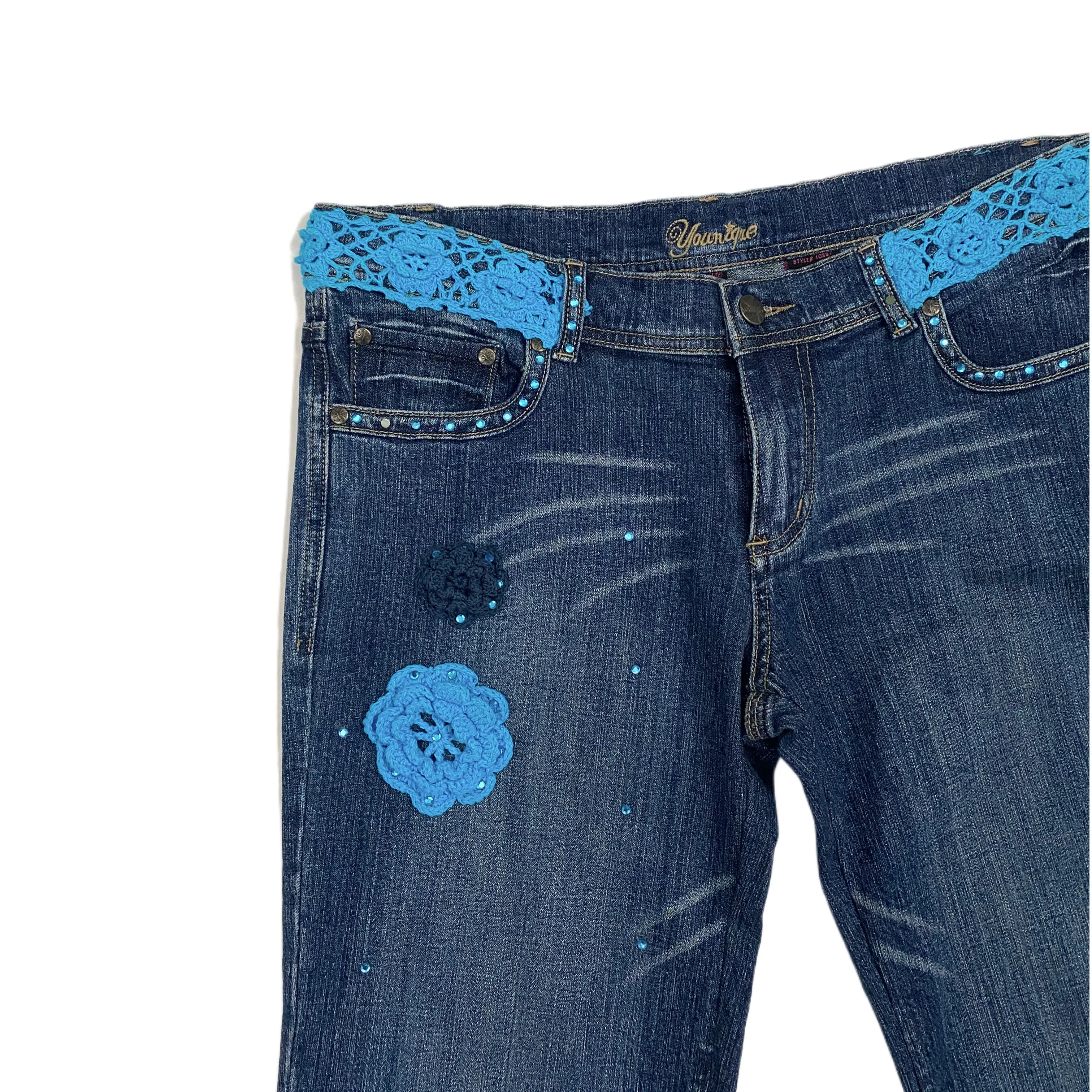 Y2K Boho Crochet Flares (L)